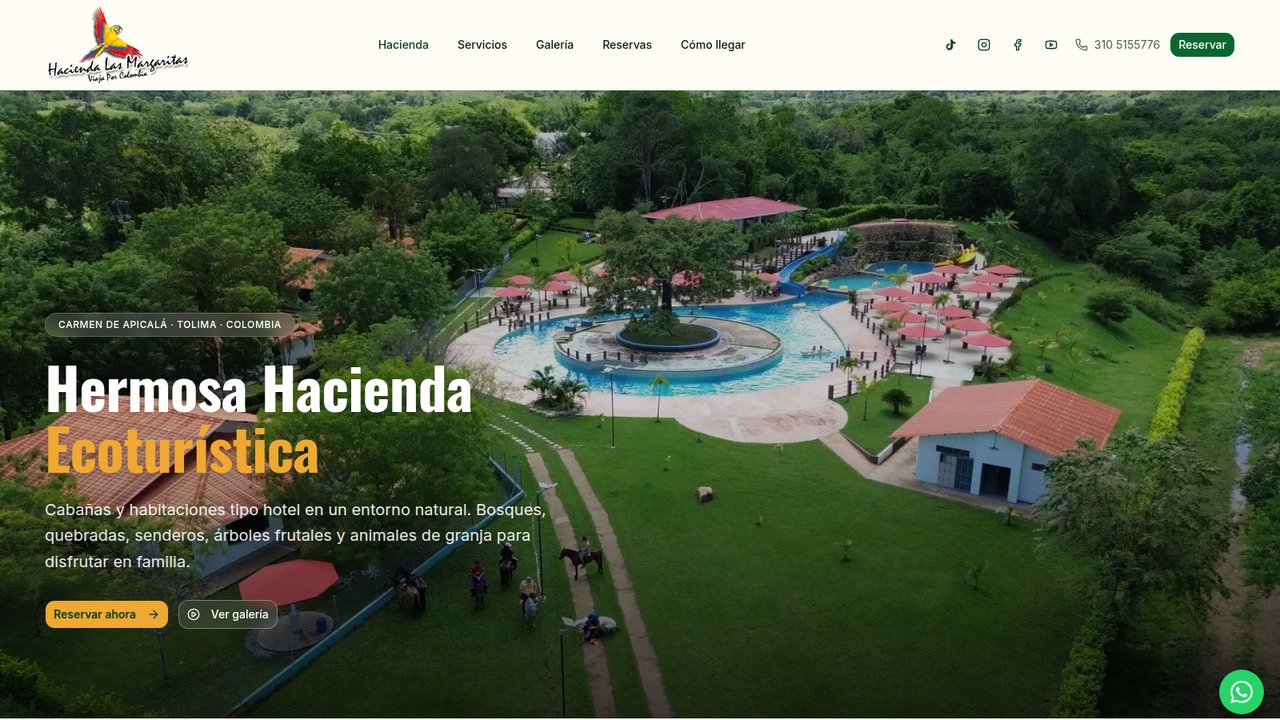 Hacienda Las Margaritas — nueva página de inicio